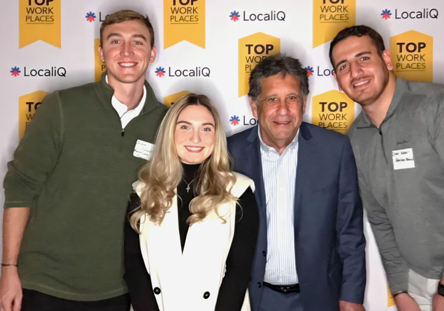 AmeriCare Medical team at the Top Workplace event. From left to right: Joshua Schacht (HR Generalist); Madelyn Darbonne (Marketing Specialist); Greg Jamian (President & CEO); David Kashat (HR Recruiter).